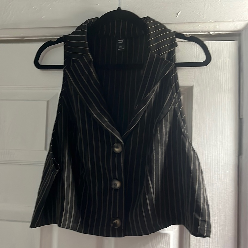 Pinstripe crop vest